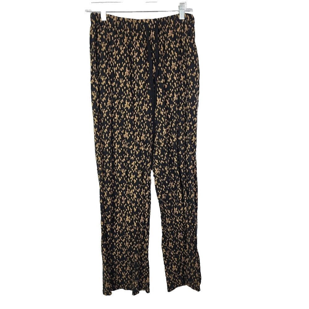 Urban Outfitters UO Black Gold Elastic Waist Wide Leg Cropped Pants Medium